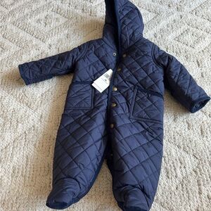 Ralph Lauren Baby Quilted Navy Blue Hooded Bunting 3 Month